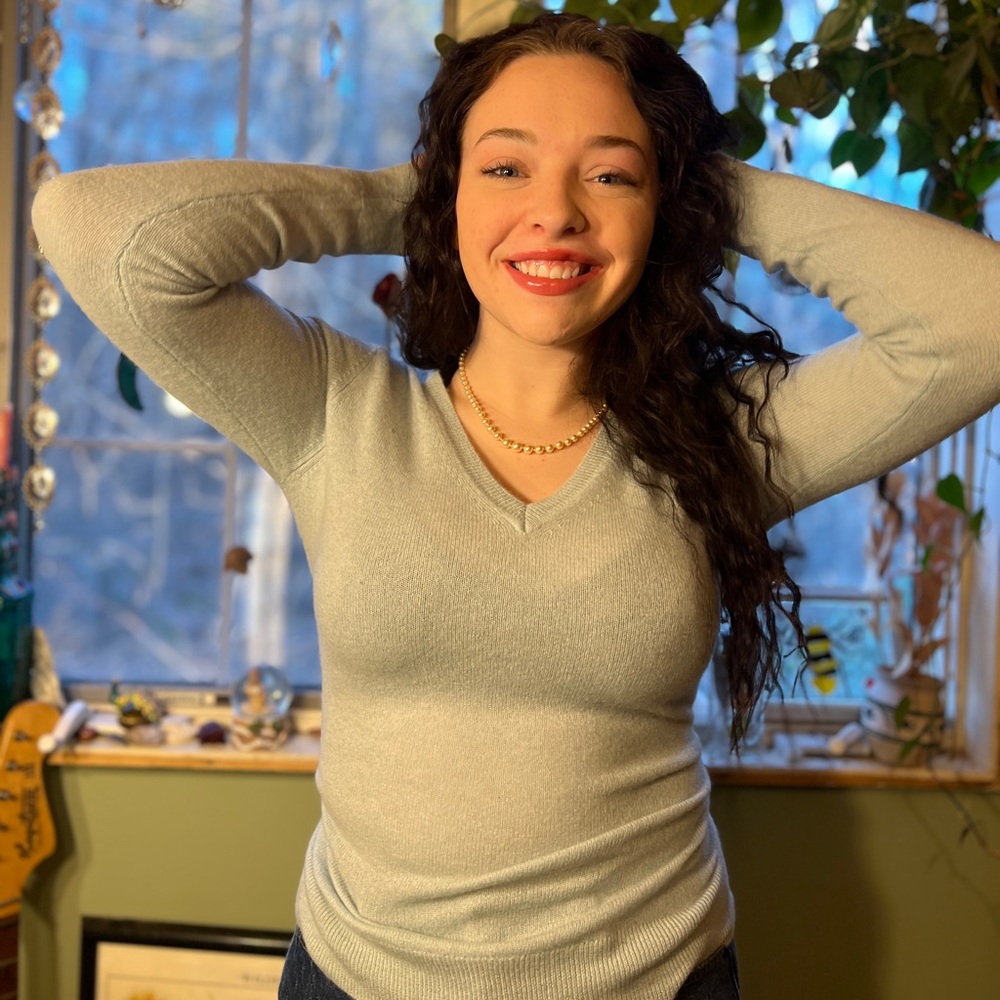 Light Blue Long Sleeved 100% Cashmere Sweater